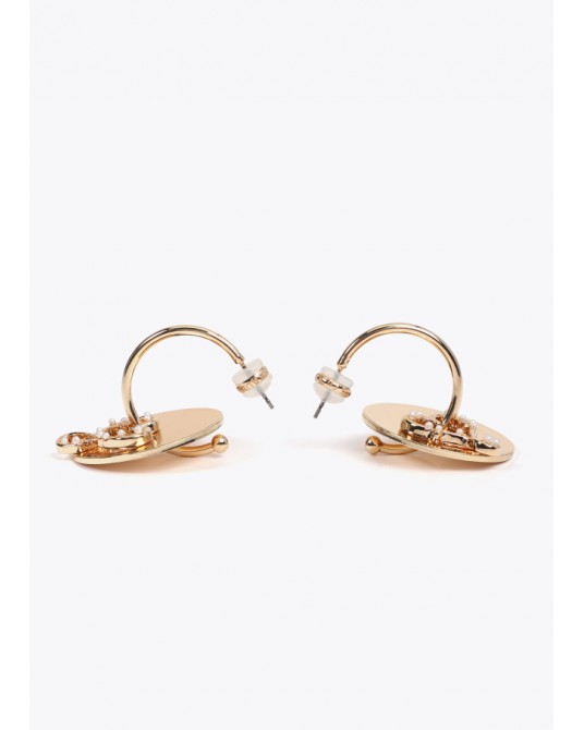 Pendientes aro con corazòn con perlitas de Lola Casademunt