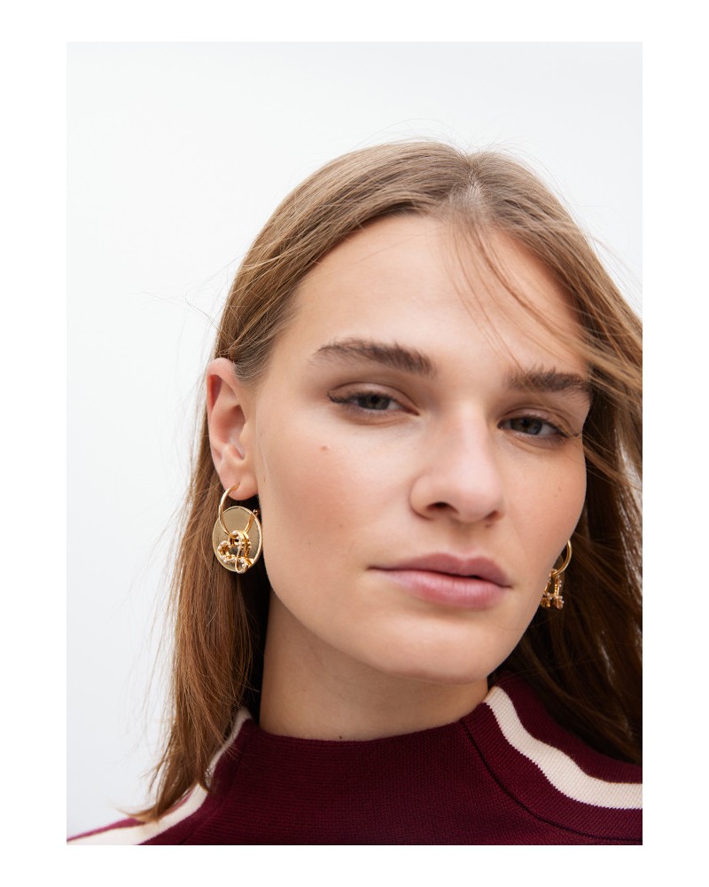 Pendientes aro con corazòn con perlitas de Lola Casademunt