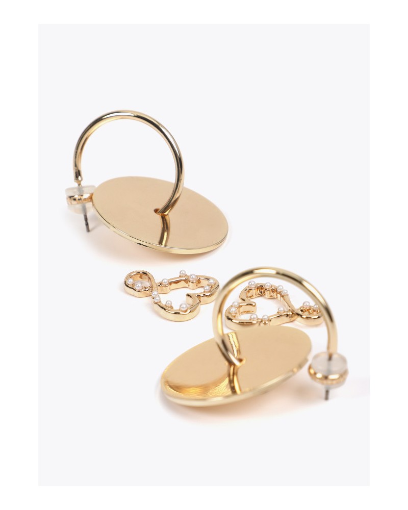 Pendientes aro con corazòn con perlitas de Lola Casademunt