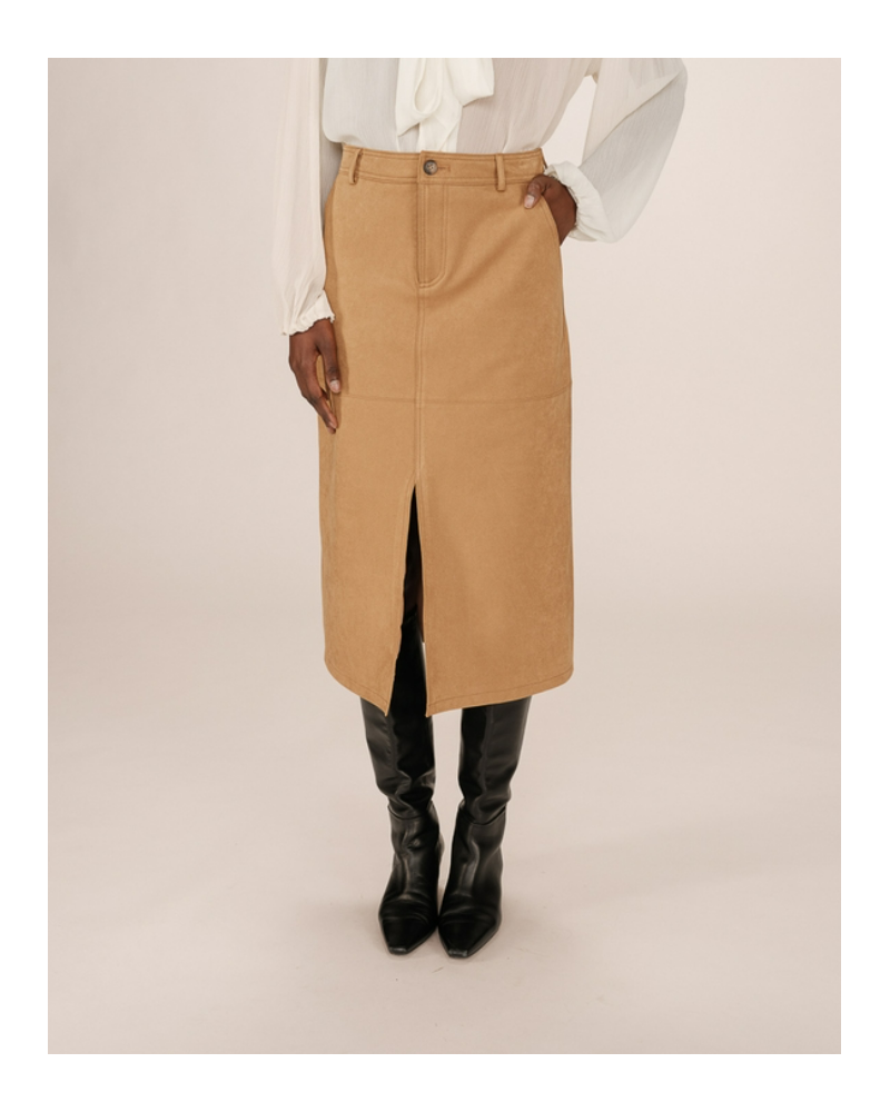 Falda midi mostaza de Grace and Mila