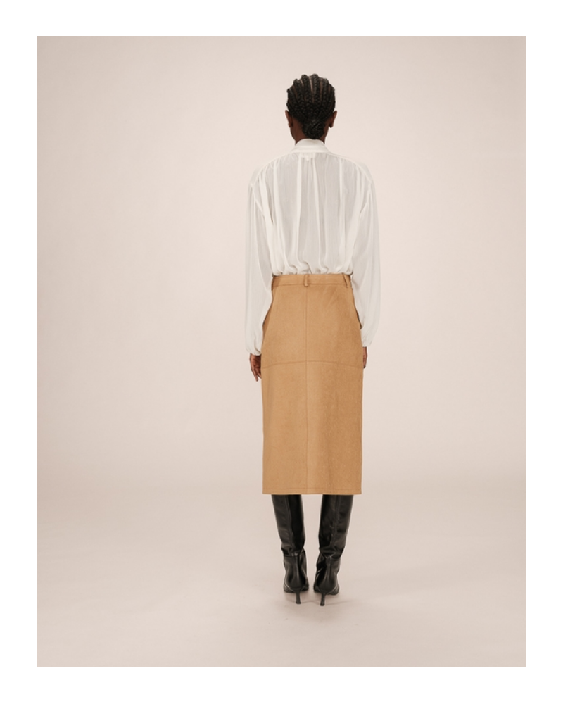 Falda midi mostaza de Grace and Mila