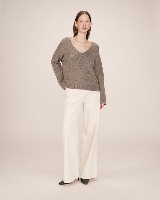 Jersey taupe de punto manga larga de Grace and Mila