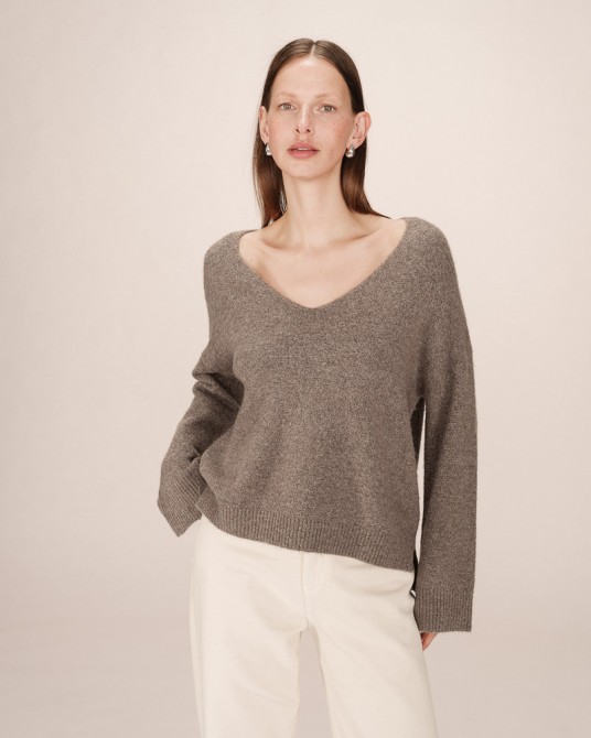 Jersey taupe de punto manga larga de Grace and Mila