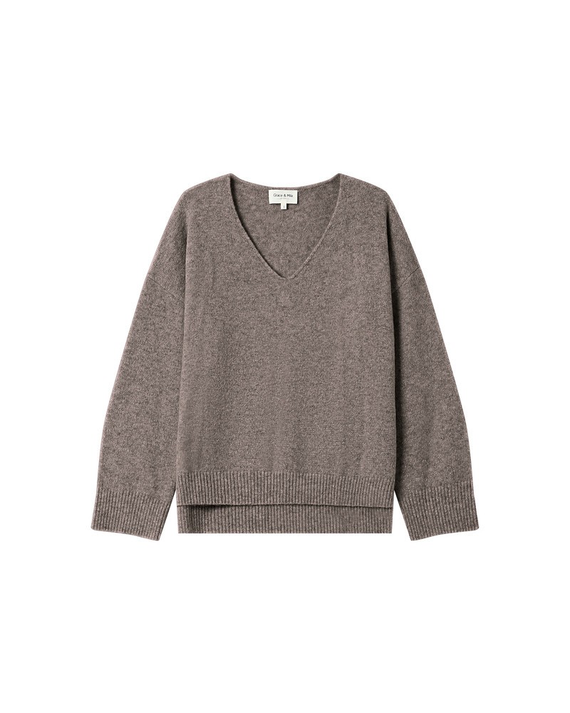 Jersey taupe de punto manga larga de Grace and Mila