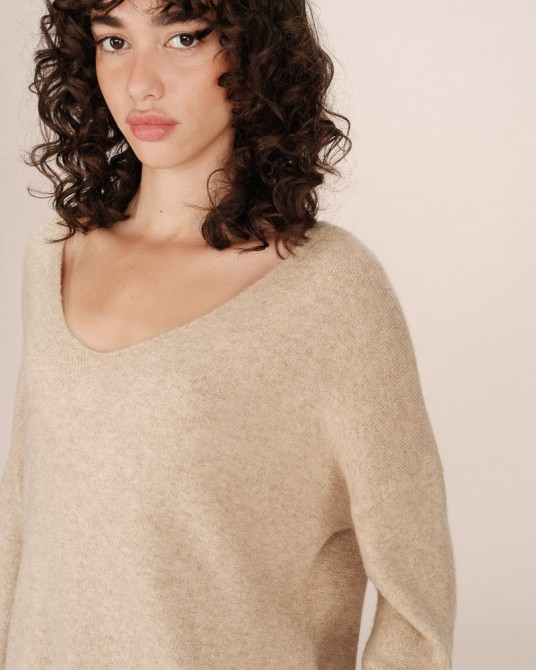 Jersey beige de punto manga larga de Grace and Mila