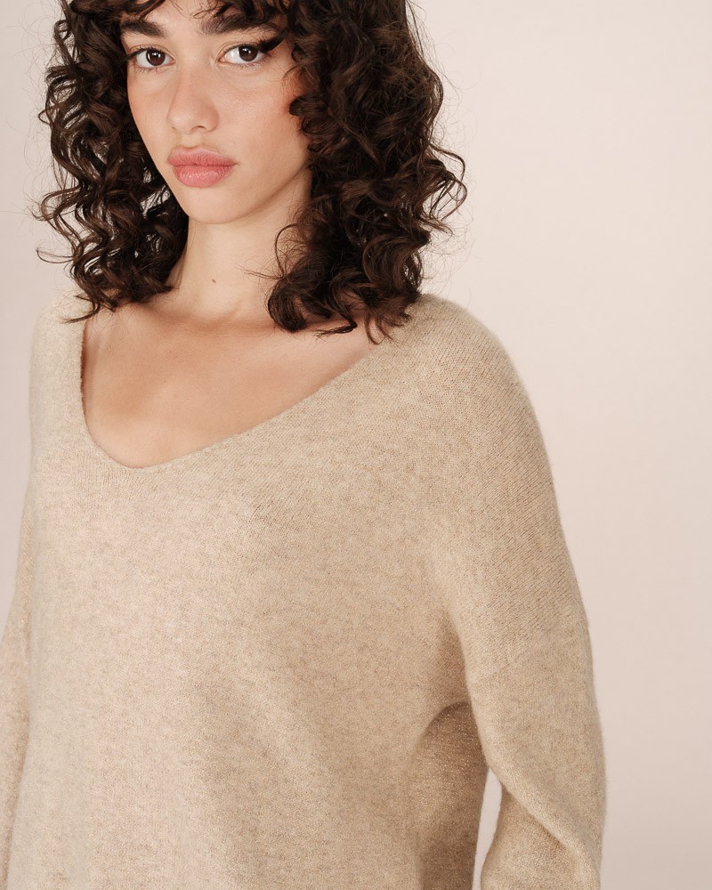 Jersey beige de punto manga larga de Grace and Mila