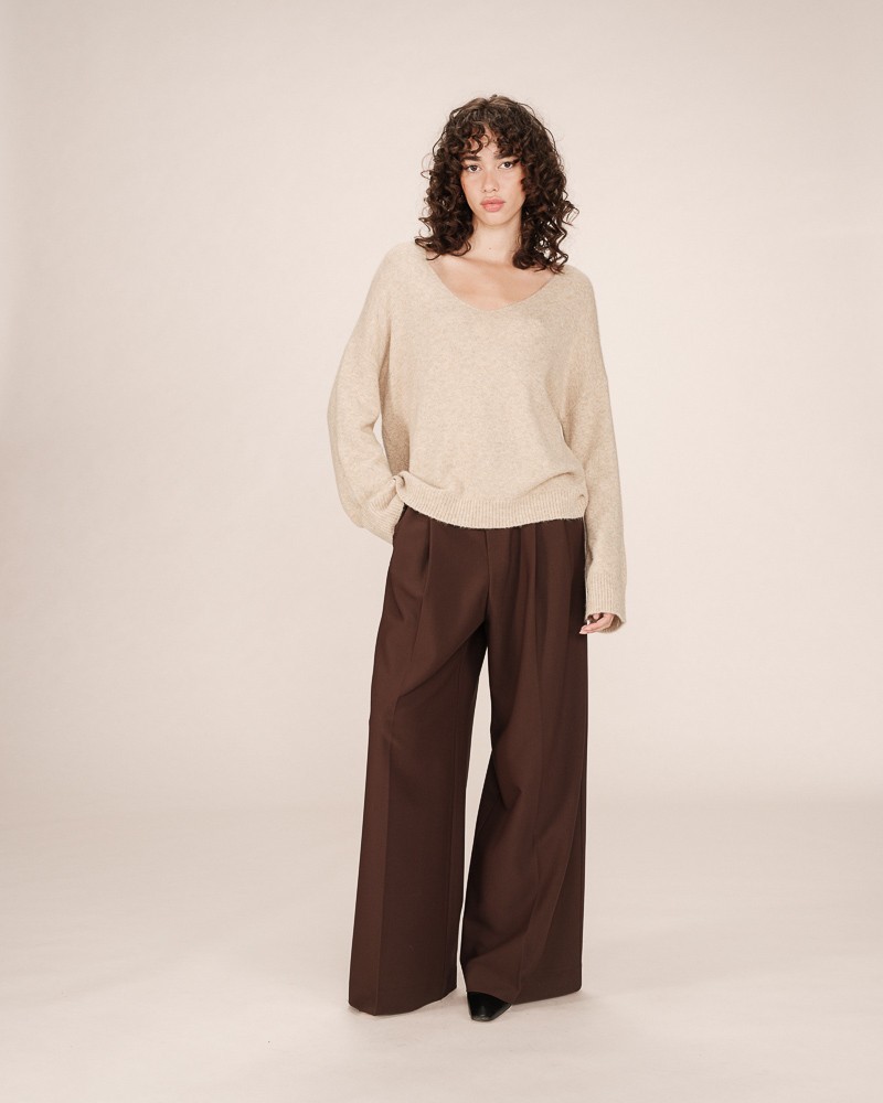 Jersey beige de punto manga larga de Grace and Mila