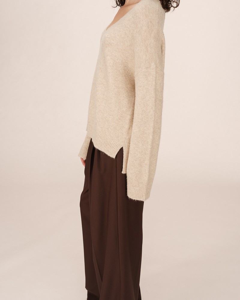 Jersey beige de punto manga larga de Grace and Mila