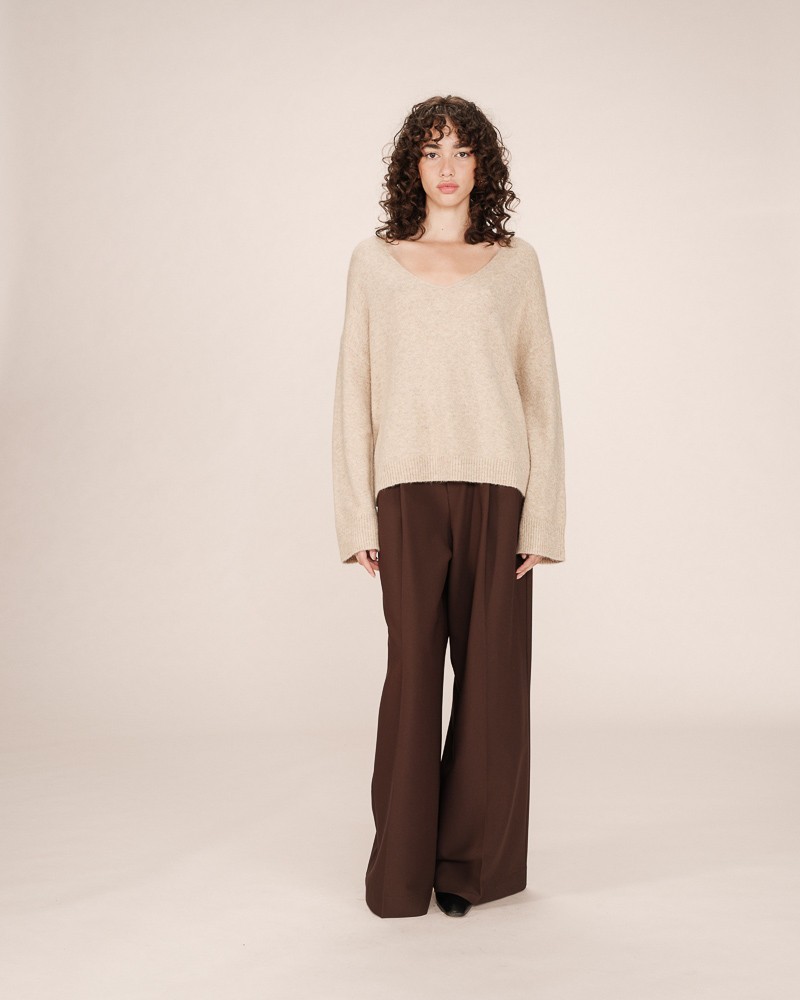 Jersey beige de punto manga larga de Grace and Mila
