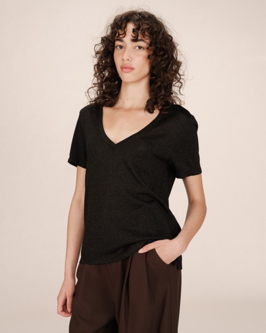 Camiseta manga corta negra lurex de Grace and Mila