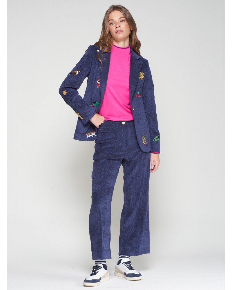 Pantalòn pana azul marino de Vilagallo