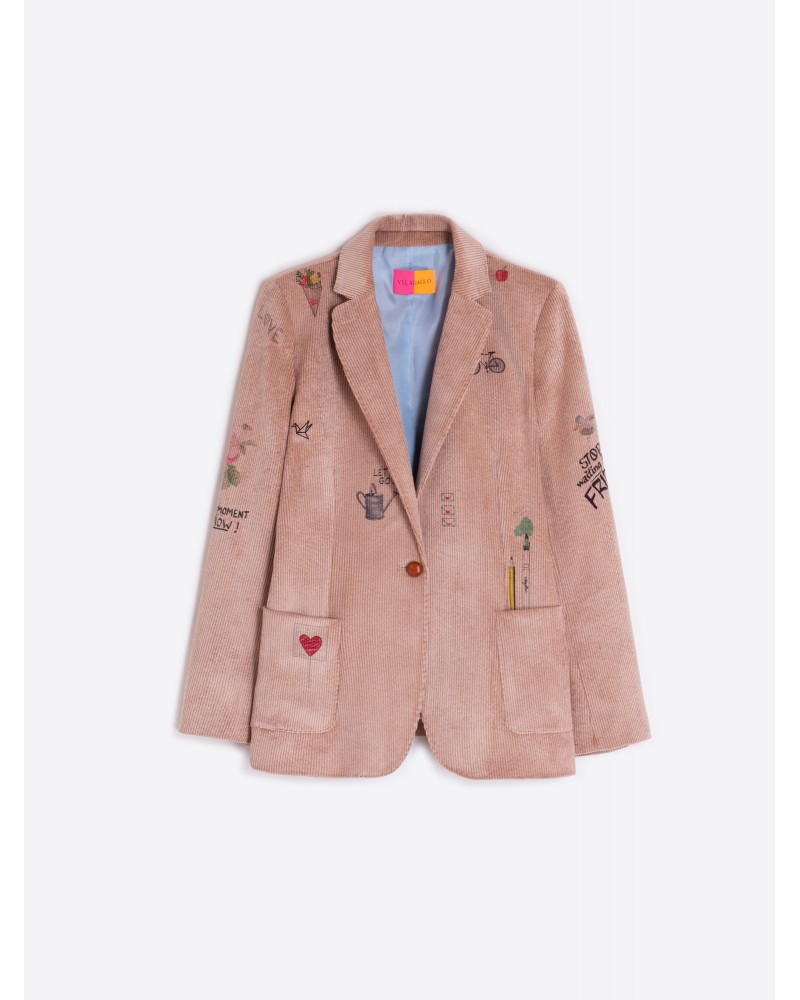 Chaqueta de pana beis estampada de Vilagallo