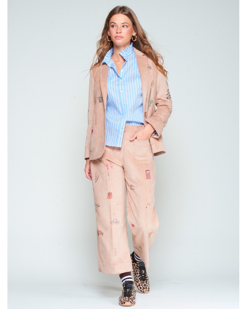 Chaqueta de pana beis estampada de Vilagallo