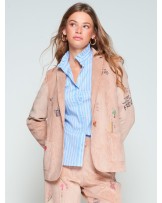 Chaqueta de pana beis estampada de Vilagallo