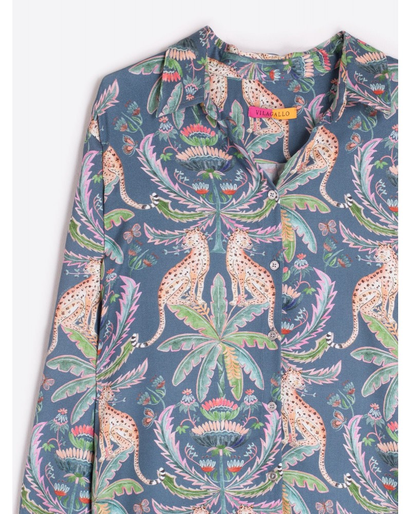 Camisa leopardos y palmeras de Vilagallo