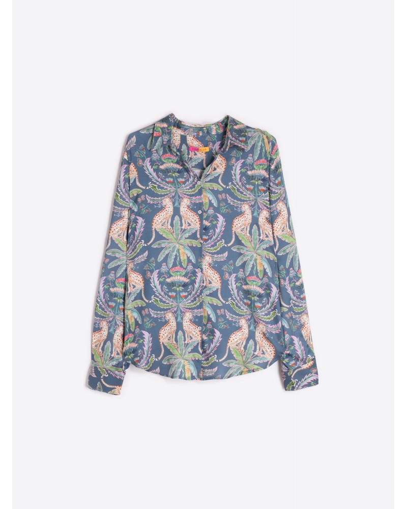 Camisa leopardos y palmeras de Vilagallo