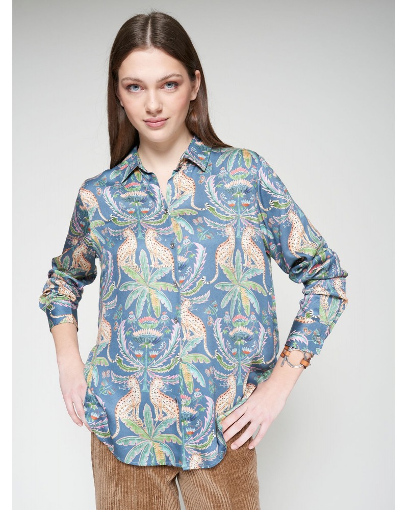 Camisa leopardos y palmeras de Vilagallo