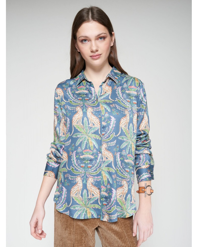 Camisa leopardos y palmeras de Vilagallo