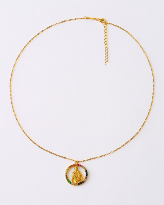 Collar Virgen del Carmen plata baño oro