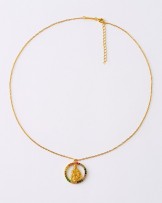 Collar Virgen del Carmen plata baño oro