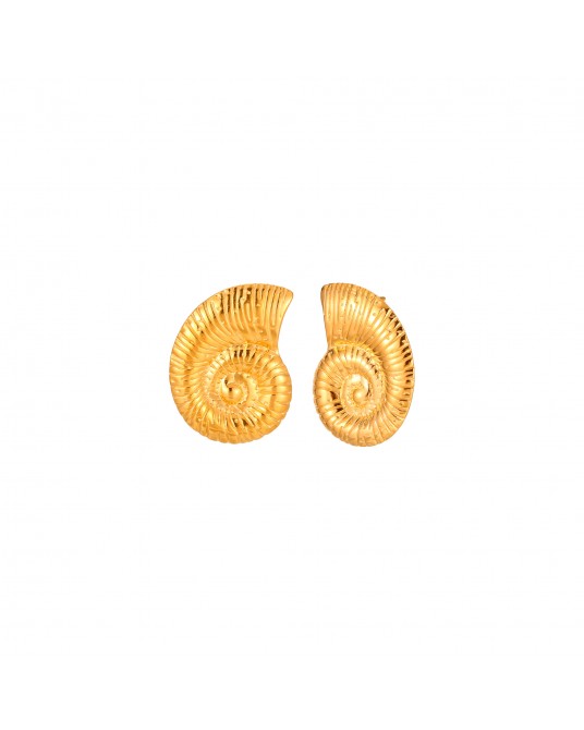 Pendientes caracola en acero dorado