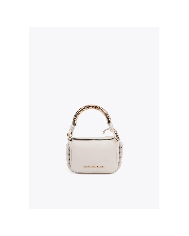 Bolso mini crudo con asa dorada de Lola Casademunt