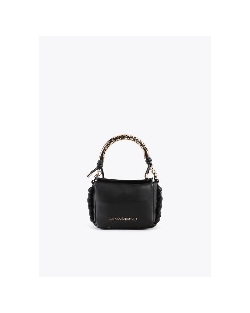 Bolso mini negro con asa dorada de Lola Casademunt