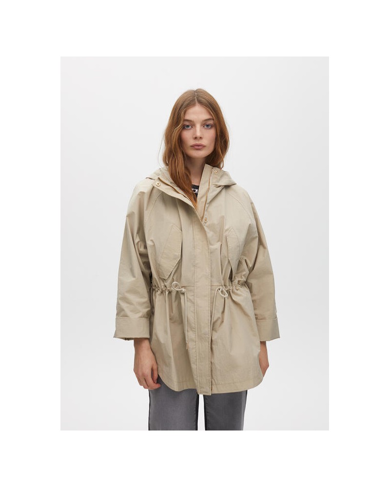 Parka oversize cintura ajustable crudo de Lola Casademunt