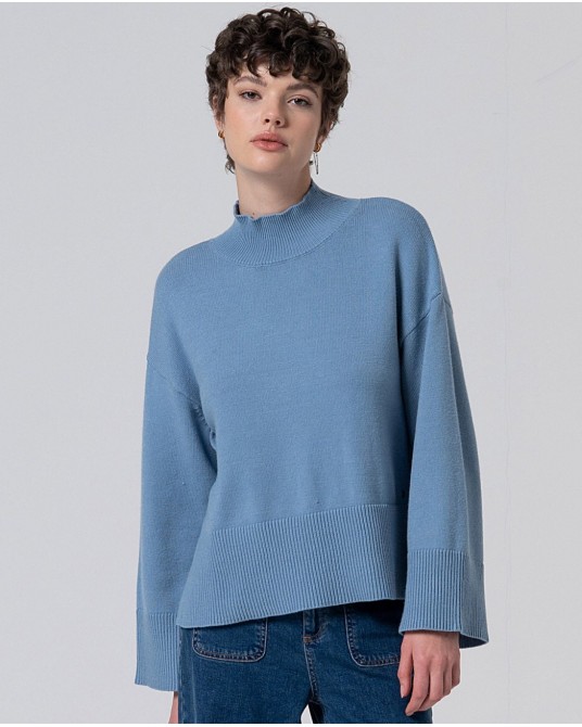 Jersey cuello alto manga amplia AZUL de Surkana