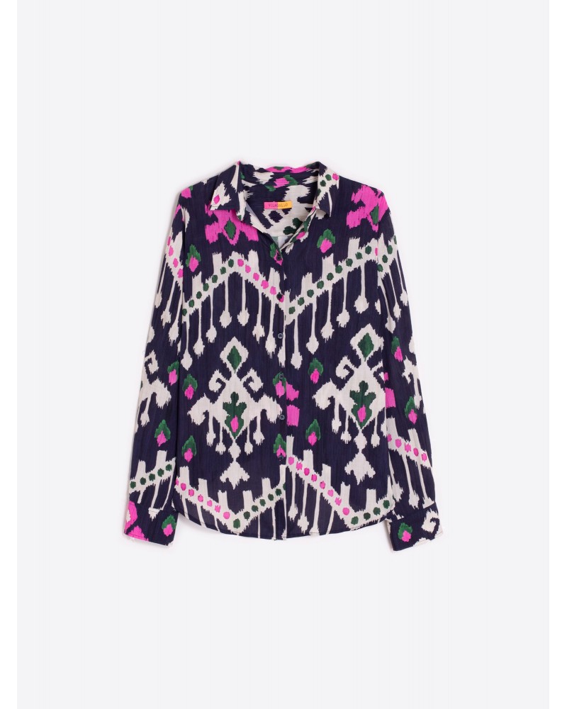 Camisa azul marino estampada de Vilagallo Camisa azul marino estampada de Vilagallo