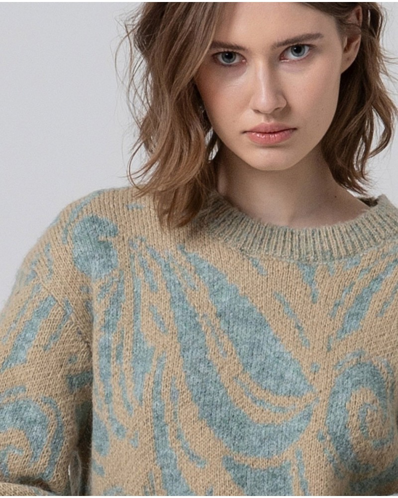 Jersey punto camel azul de Surkana