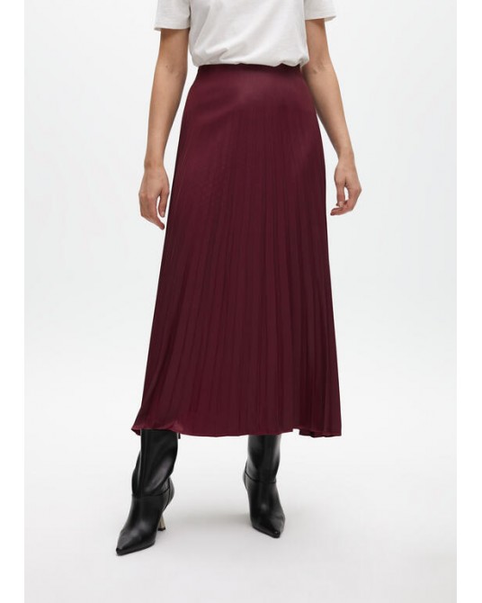 Falda plisada burdeos efecto encerada de Lola Casademunt