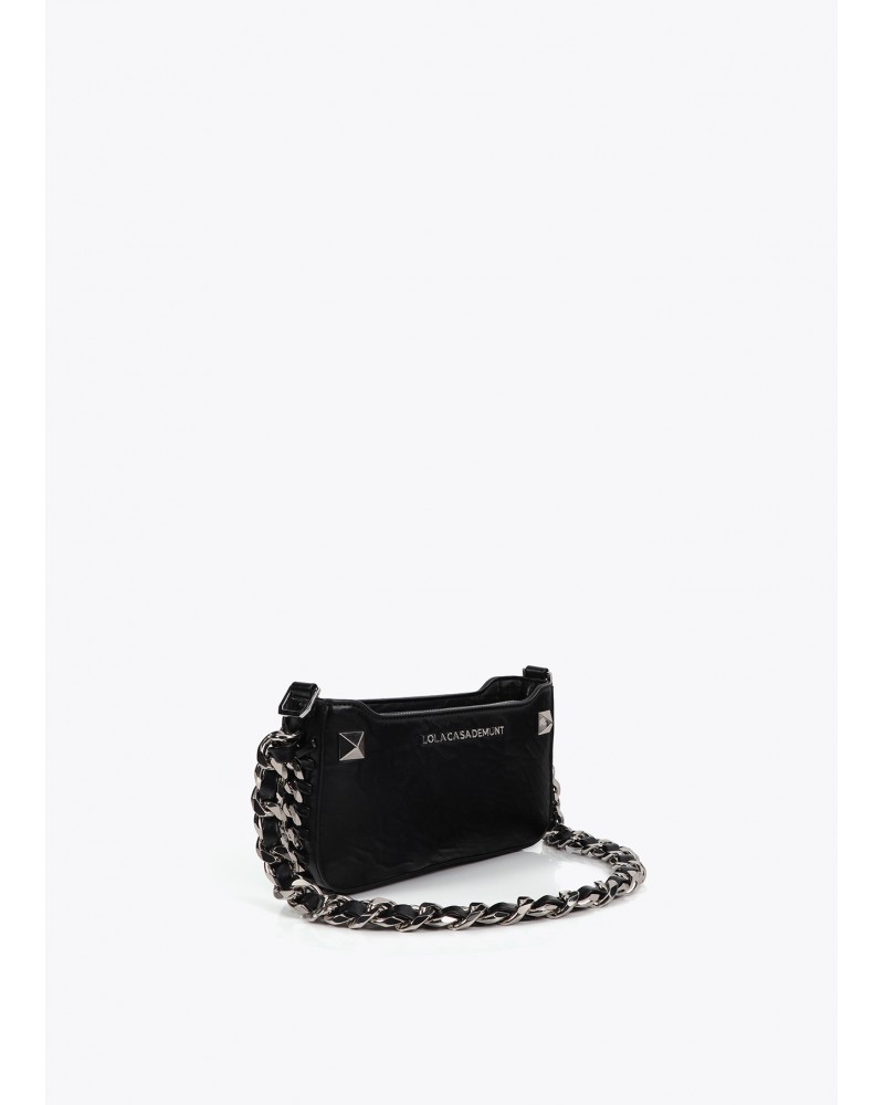 Bolso mini negro arrugado de Lola Casademunt