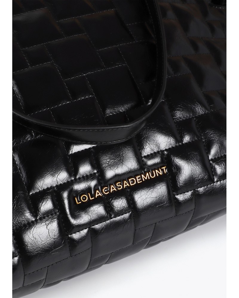 Bolso shopper acolchado negro de Lola Casademunt