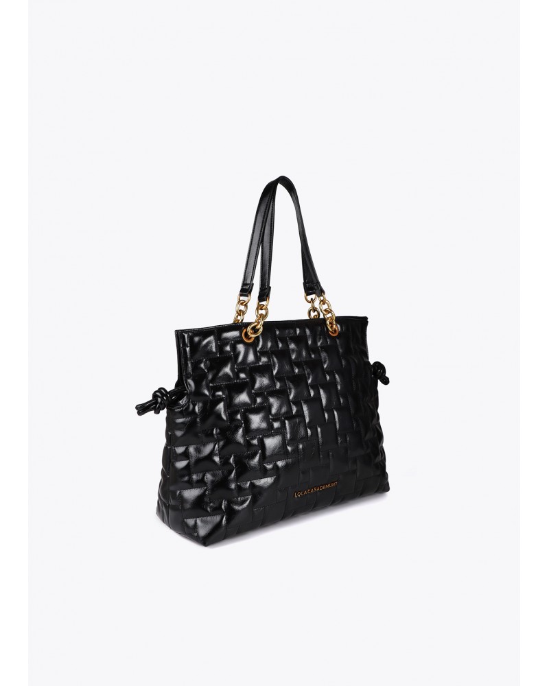 Bolso shopper acolchado negro de Lola Casademunt
