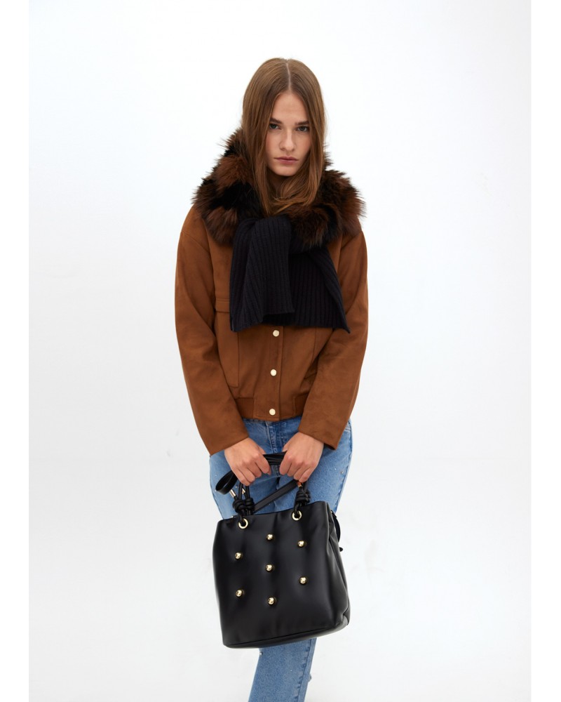 Bolso acolchado negro efecto piel de Lola Casademunt