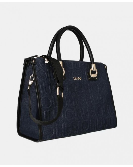 Bolso satchel denim relieve de Liujo