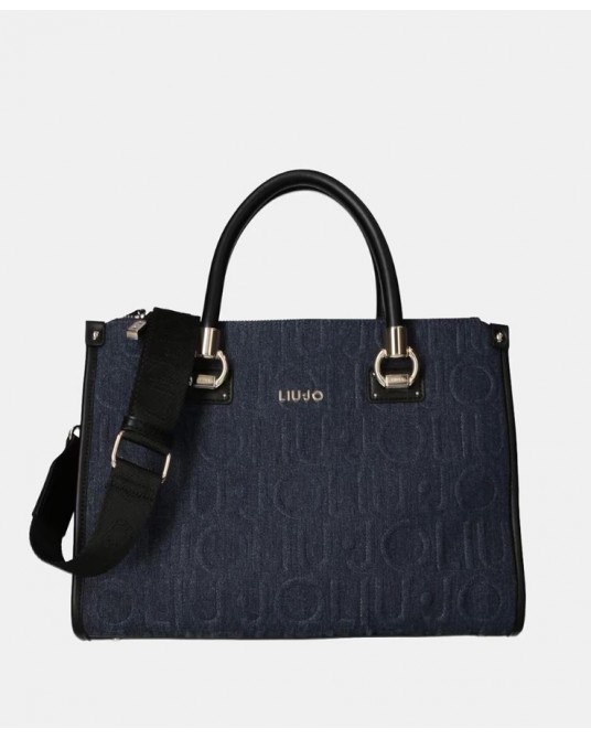 Bolso satchel denim relieve de Liujo
