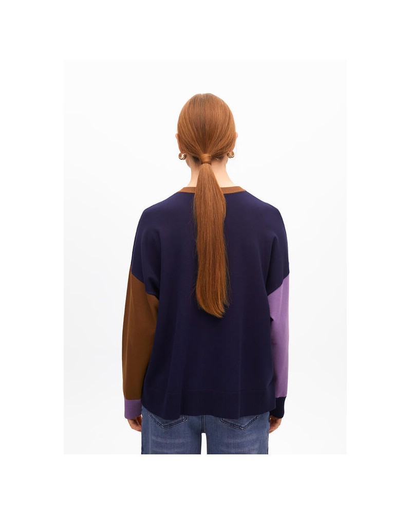 Jersey azul camel y lila de Lola Casademunt