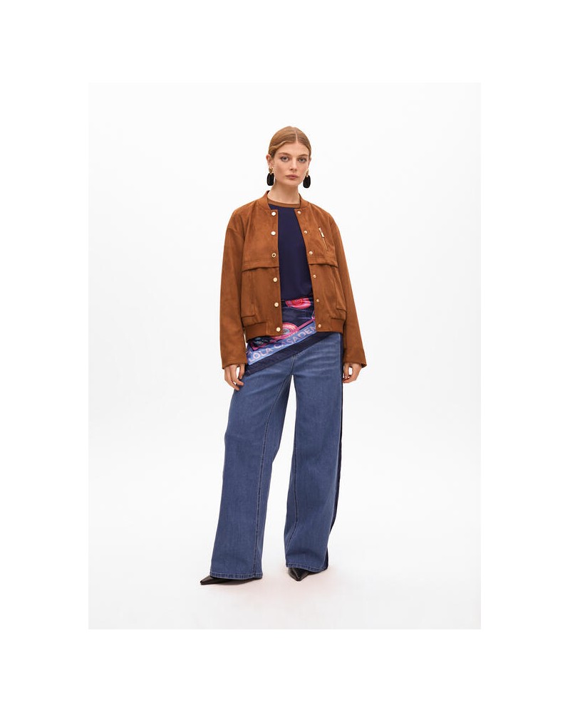 Jersey azul camel y lila de Lola Casademunt