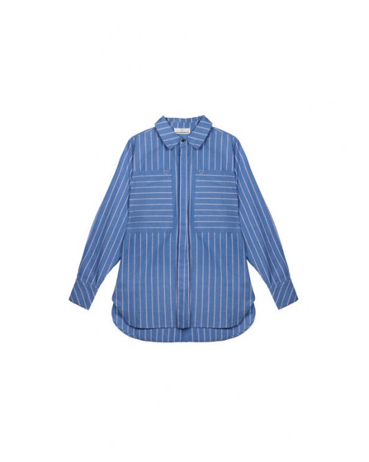 Camisa oversize azul rayas de Lola Casademunt