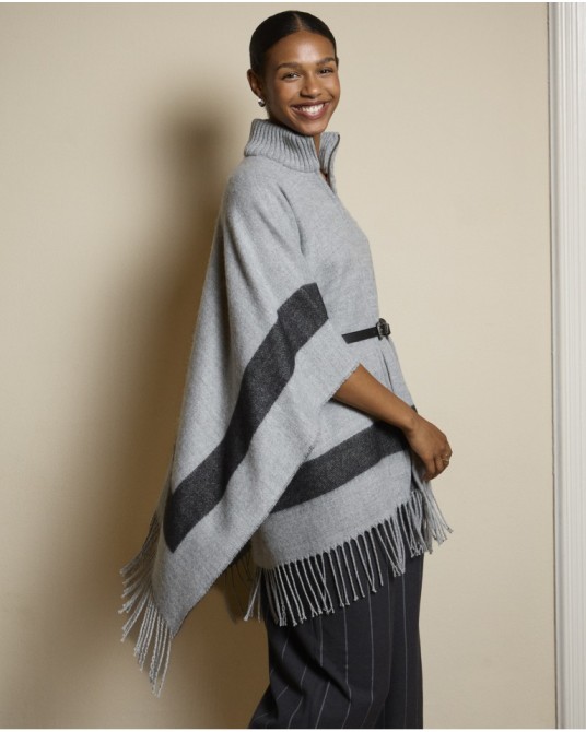 Poncho de punto GRIS con cremallera de Surkana
