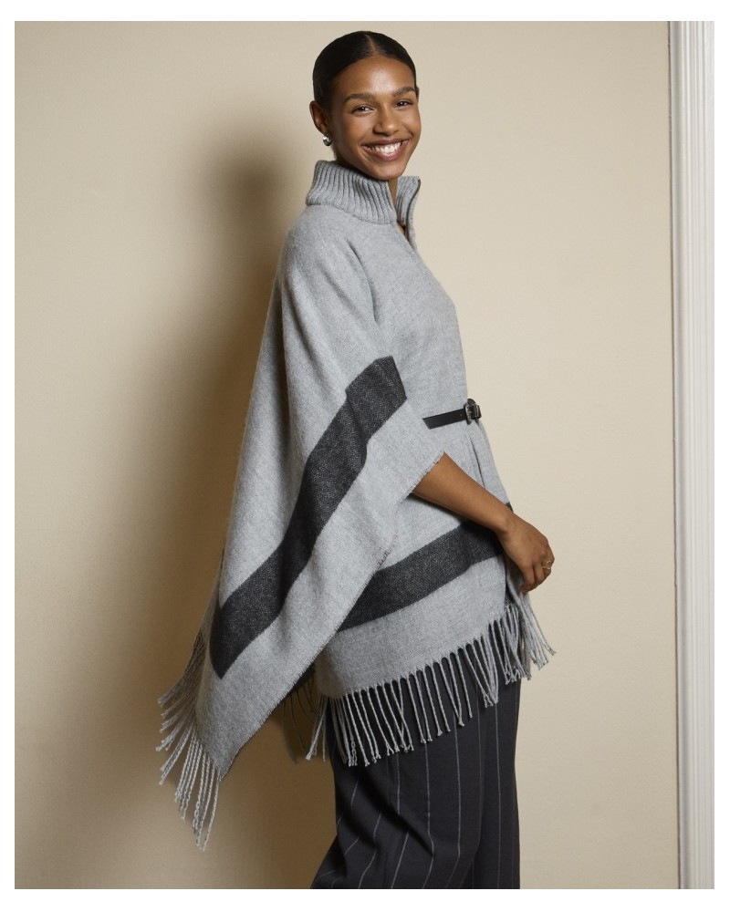 Poncho de punto GRIS con cremallera de Surkana