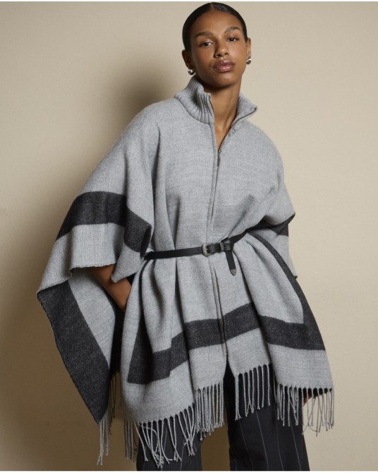 Poncho de punto GRIS con cremallera de Surkana
