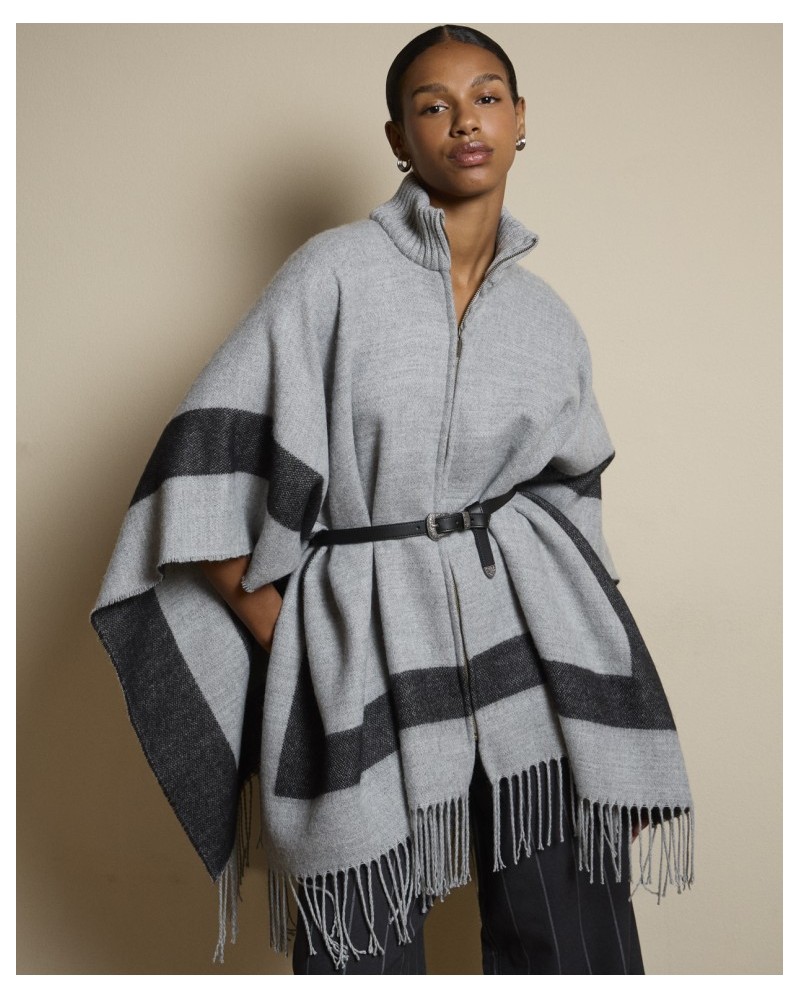 Poncho de punto GRIS con cremallera de Surkana