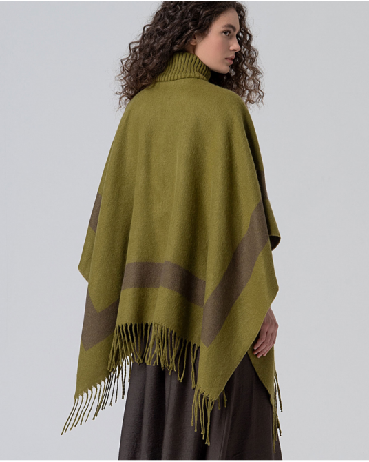 Poncho de punto KAKI con cremallera de Surkana