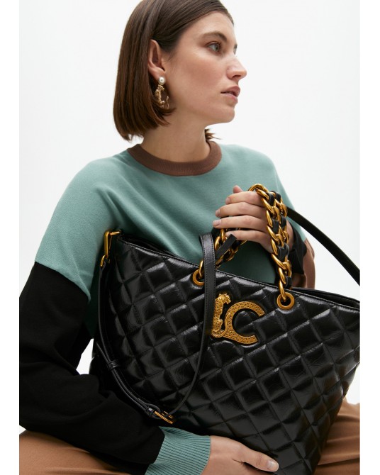 Bolso shopper acolchado negro de Lola Casademunt