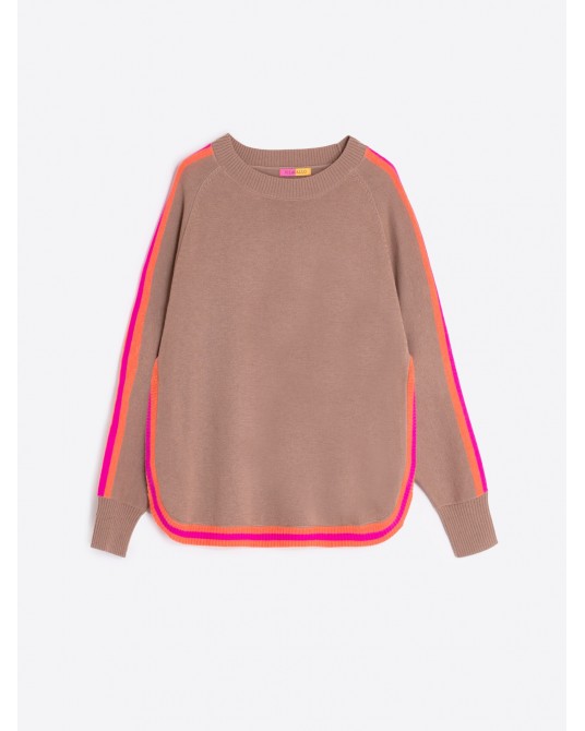 Jersey beige con ribetes flùor de Vilagallo