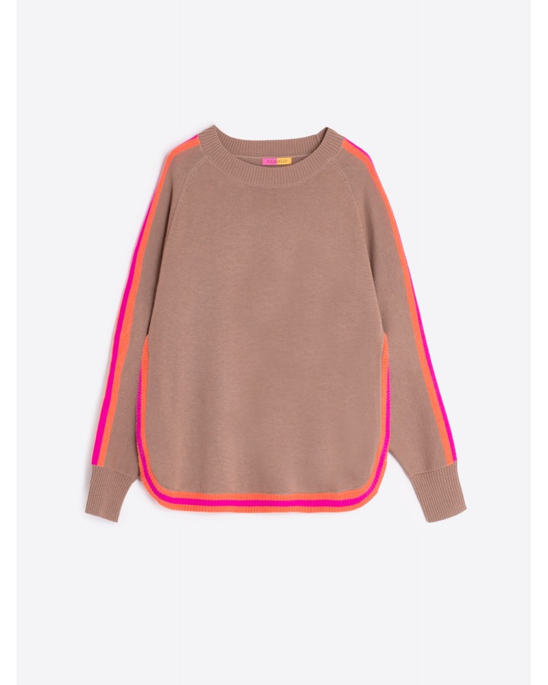 Jersey beige con ribetes flùor de Vilagallo Jersey beige con ribetes flùor de Vilagallo