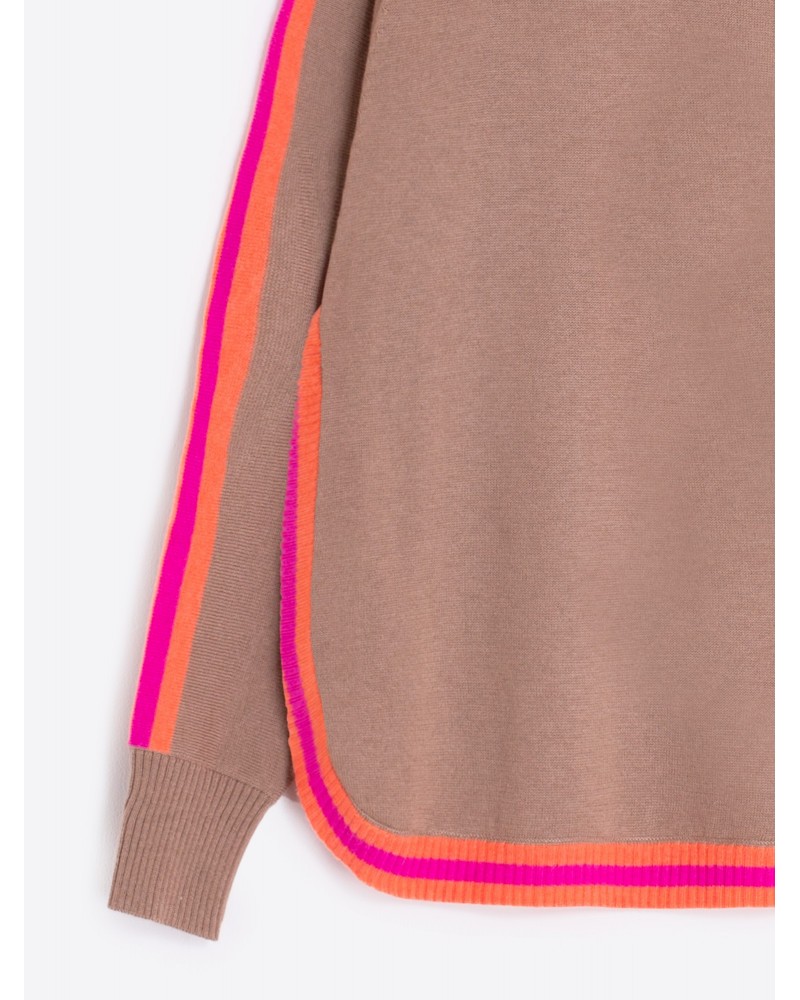 Jersey beige con ribetes flùor de Vilagallo Jersey beige con ribetes flùor de Vilagallo